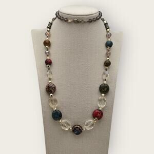 Earth tone Boho Bead Necklace – Indie Earthy Vintage Jewelry